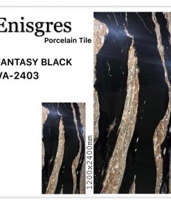 Gạch nhập khẩu Ấn Độ 120x240cm vân chảy đen vàng VA2403