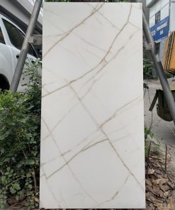 Gạch nhập khẩu Ấn Độ 60x120cm trắng chớp vàng HM95