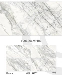 Gạch nhập khẩu Ấn Độ 60x120cm vân khói Fluence White