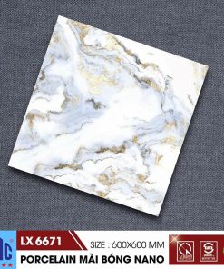 Gạch ốp lát 60×60 màu vân đá trắng vàng CMC LX 6671