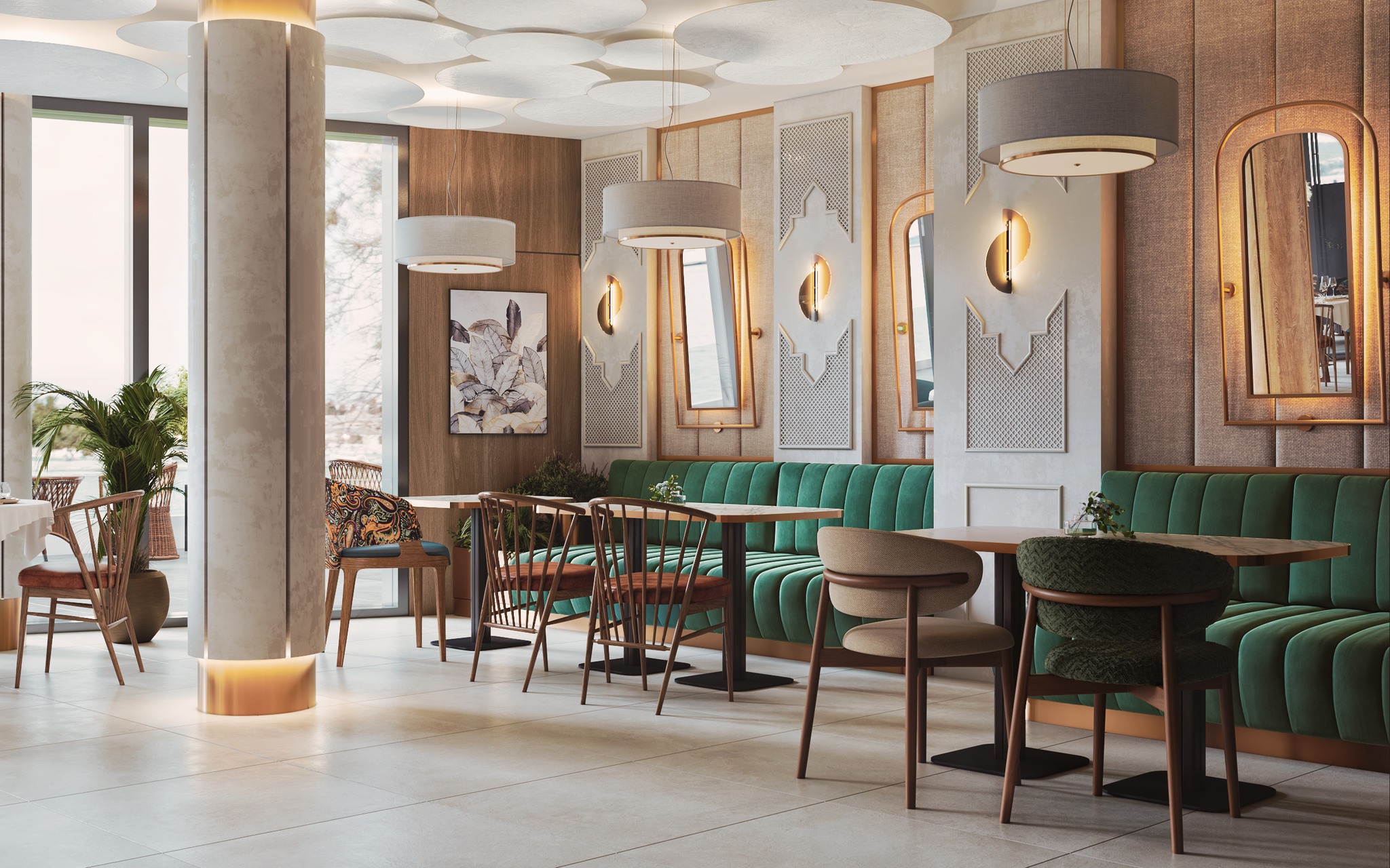 Thiết kế nhà hàng vừa cổ điển vừa hiện đại