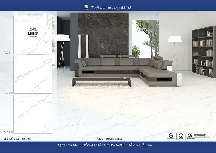 Gạch lát nền 80×80 CMC màu vân mây trắng khói MT 88005
