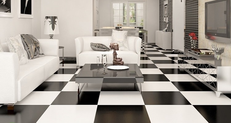 Gạch lát nền caro đen trắng 60×60 CMC KC 66010