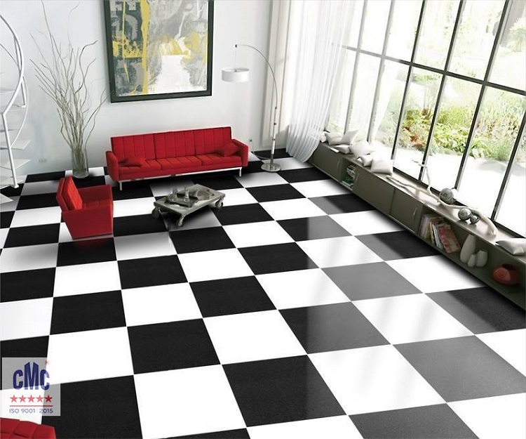 Gạch lát nền caro đen trắng 60×60 CMC KC 66010