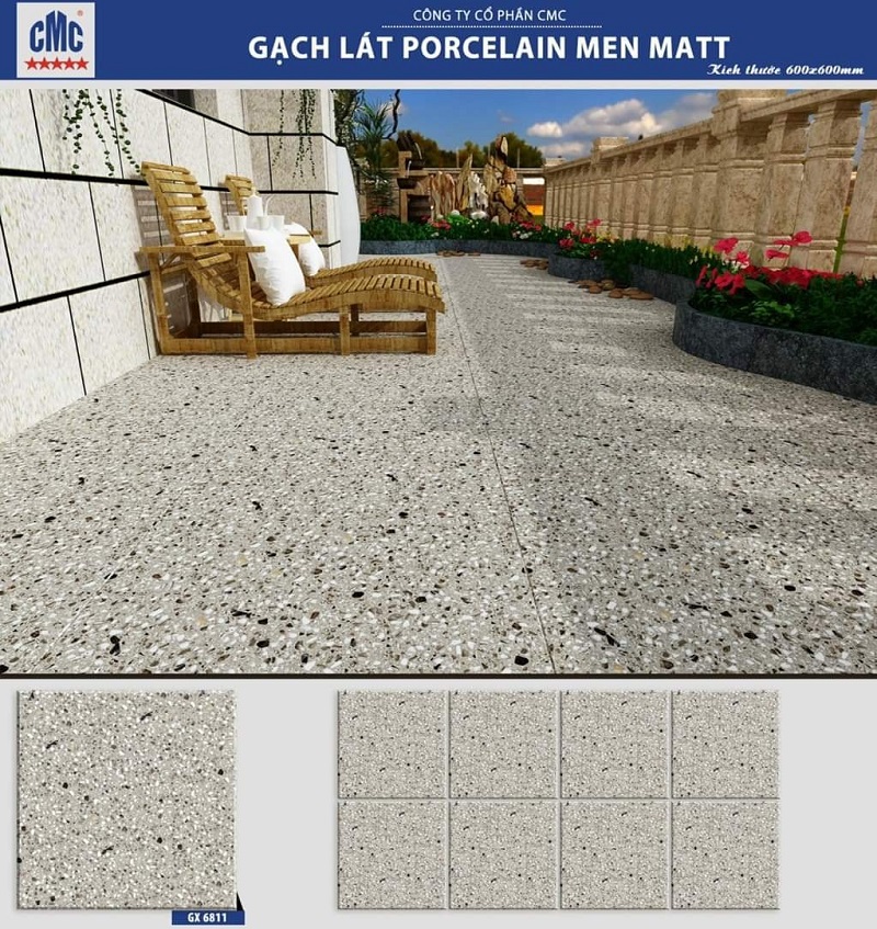 Gạch lát nền giả ganito màu ghi 60×60 CMC GX 6811