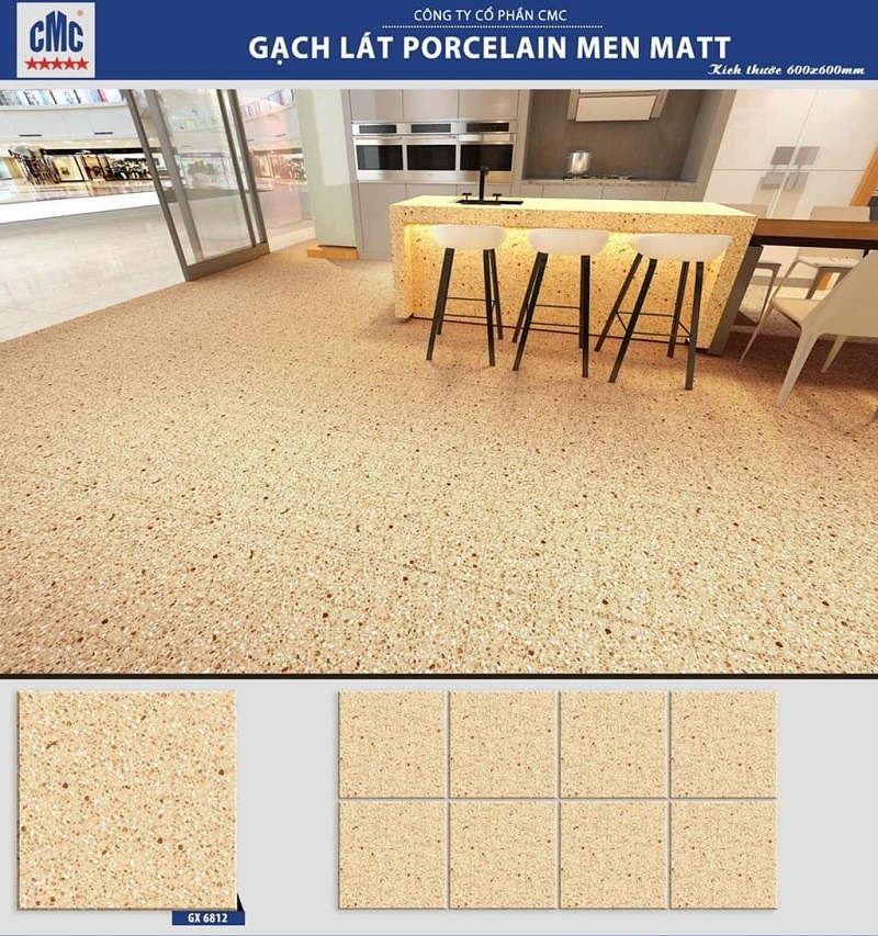 Gạch lát nền giả ganito màu vàng 60×60 CMC GX 6812