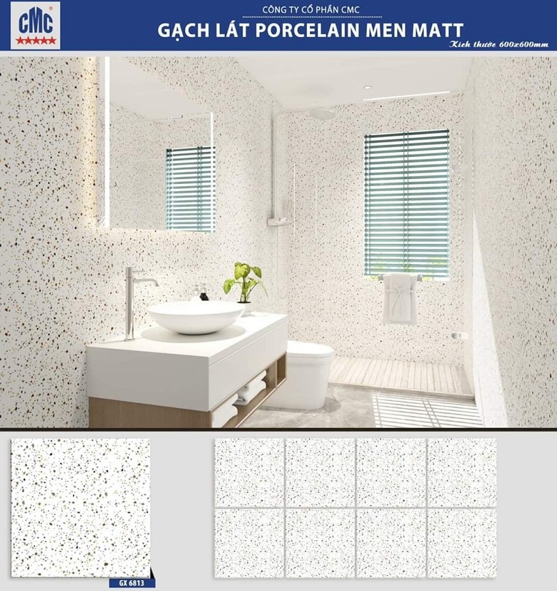 Gạch lát nền giả ganito màu vàng trắng 60×60 CMC GX 6813