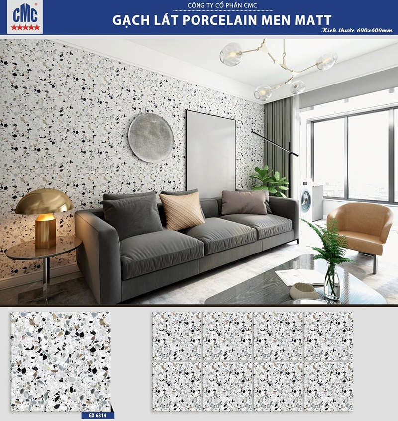 Gạch lát nền giả ganito màu vàng trắng 60×60 CMC GX 6814