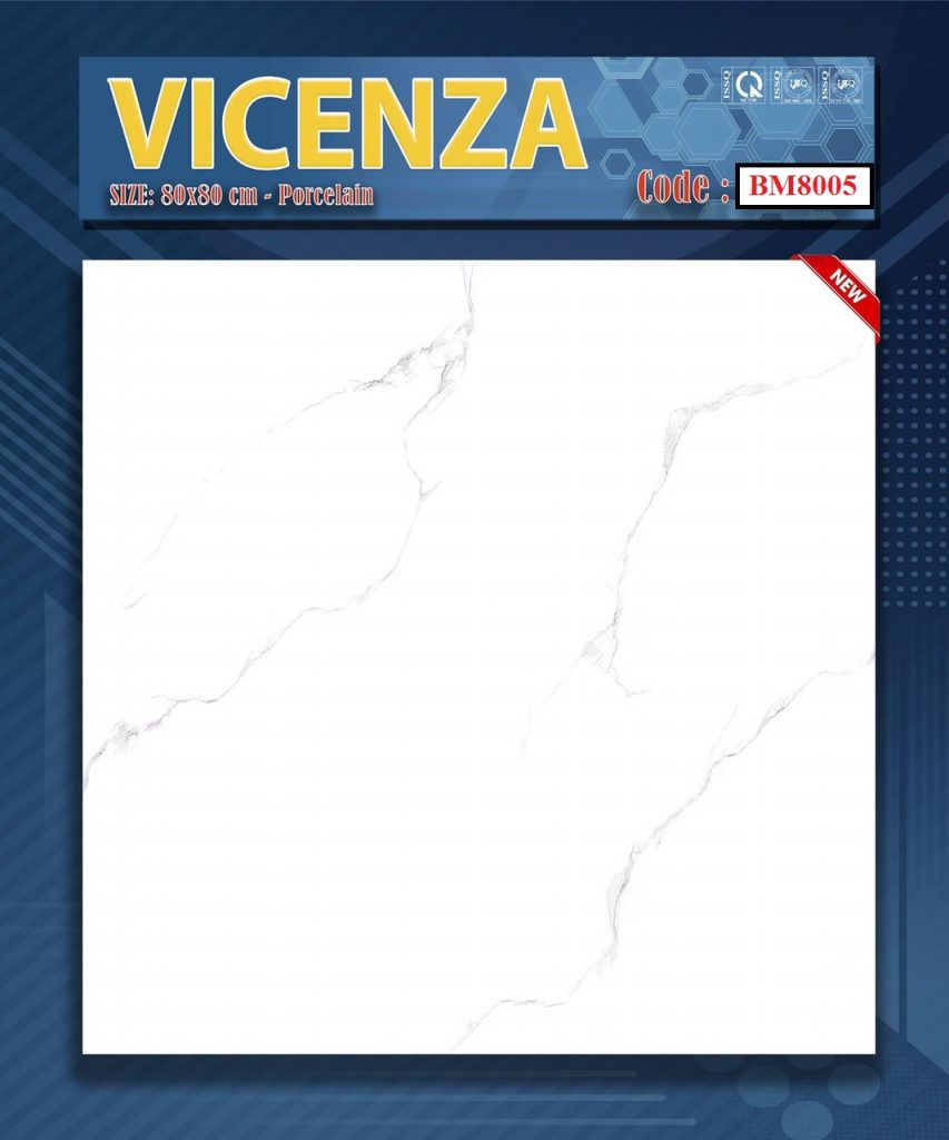 Gạch lát nền,ốp tường 80x80cm màu vân mây trắng Vicenza 8005