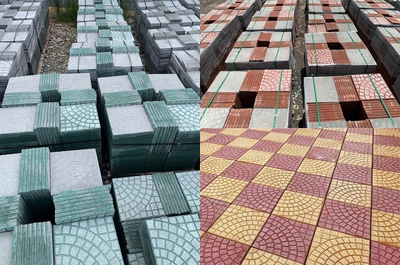 Gạch lát vỉa hè mai rùa màu ghi xám