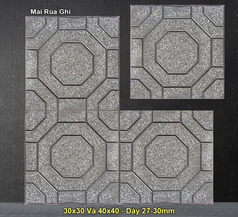 Gạch lát vỉa hè mai rùa màu ghi xám