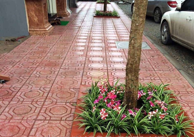 Gạch lát vỉa hè mai rùa màu ghi xám