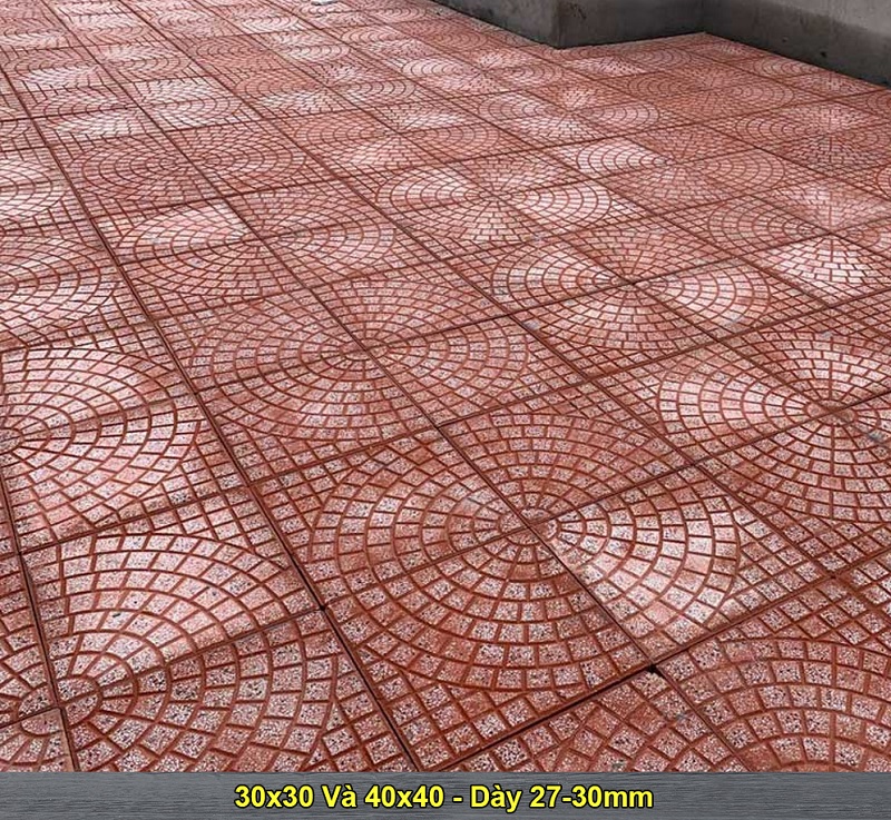 Gạch lát vỉa hè rẻ quạt màu đỏ