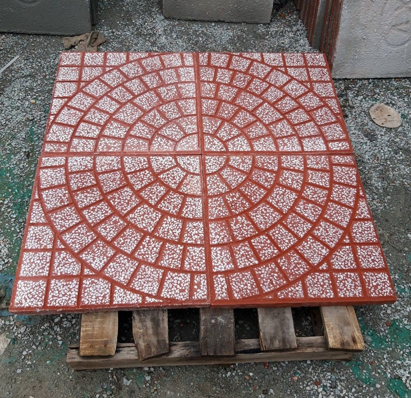 Gạch lát vỉa hè rẻ quạt màu đỏ