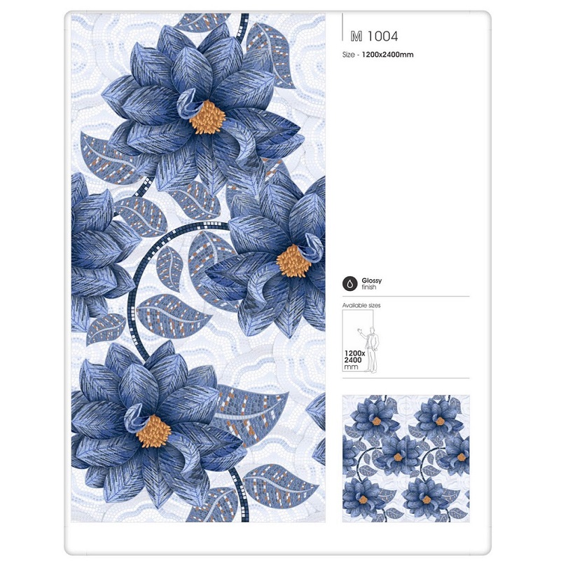 Gạch nhập khẩu Ấn Độ 120x240cm hoa xam dương M1004