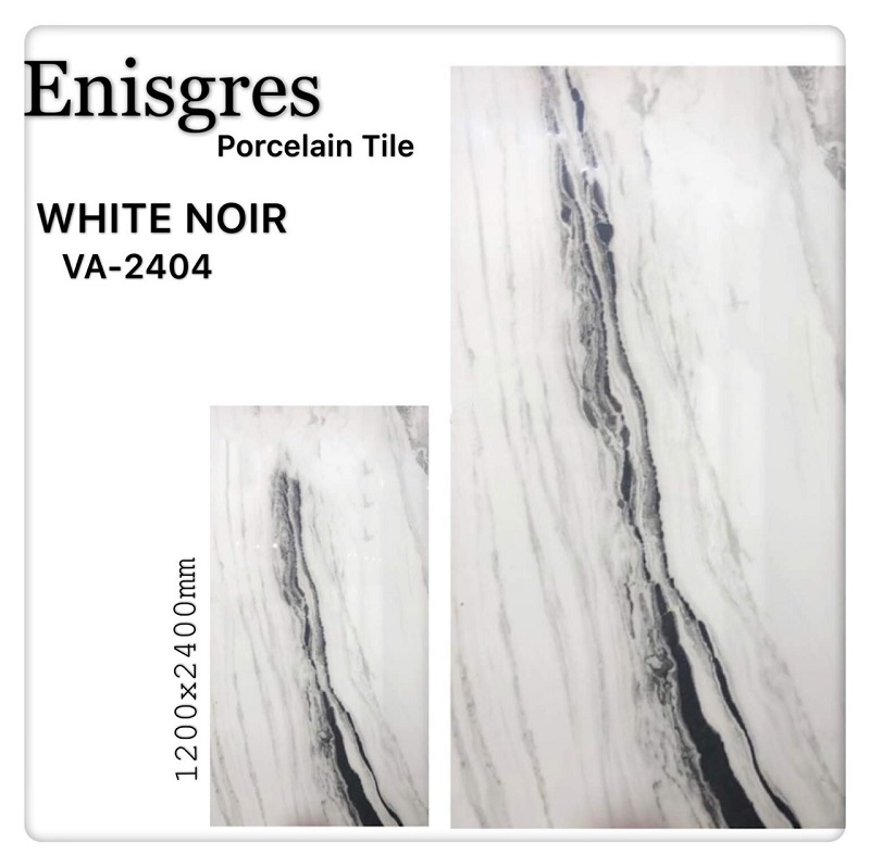 Gạch nhập khẩu Ấn Độ 120x240cm vân đá trắng đen VA2404