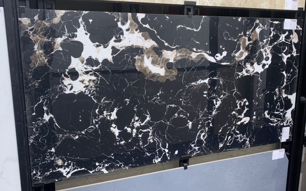 Gạch nhập khẩu Ấn Độ 60x120cm đen vân trắng Ocean Black