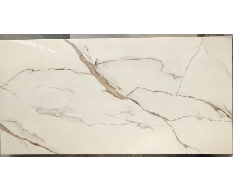 Gạch nhập khẩu Ấn Độ 60x120cm trắng vân mây vàng HM22