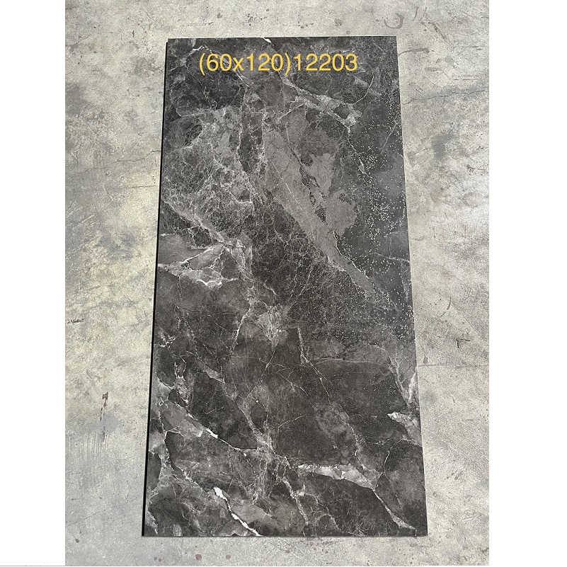 Gạch nhập khẩu Ấn Độ 60x120cm vân đá đen trắng 12203