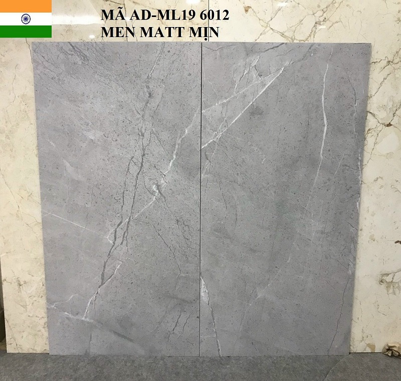 Gạch nhập khẩu Ấn Độ 60x120cm vân đá ghi HM196012