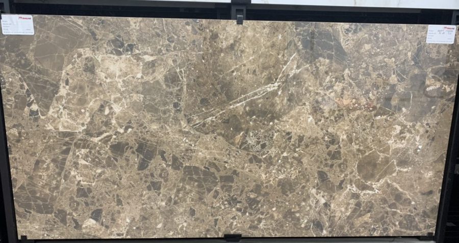 Gạch nhập khẩu Ấn Độ 60x120cm vân đá nâu Brown Hichori