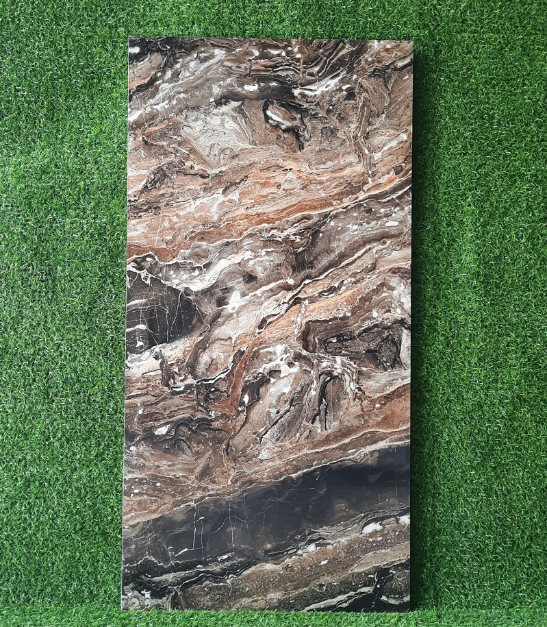 Gạch nhập khẩu Ấn Độ 60x120cm vân đá nâu I542