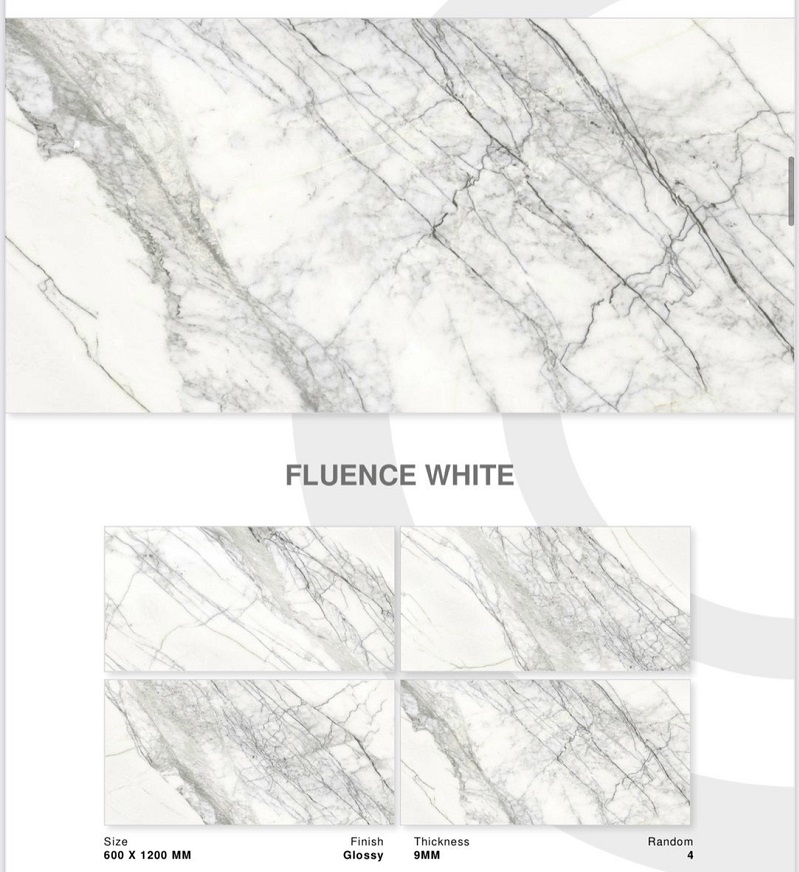 Gạch nhập khẩu Ấn Độ 60x120cm vân khói Fluence White