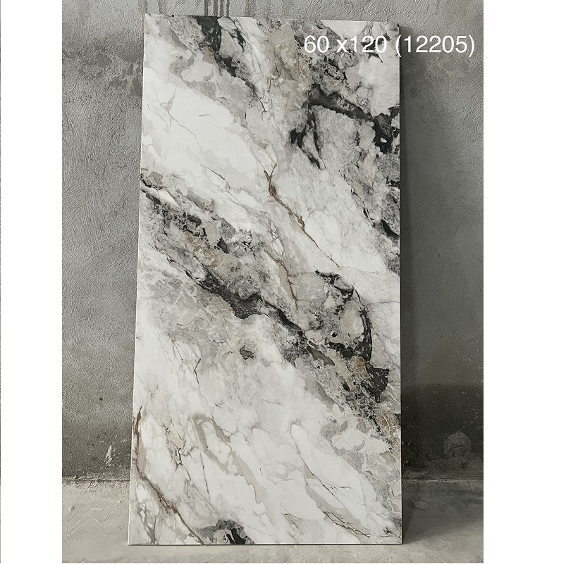 Gạch nhập khẩu Ấn Độ 60x120cm vân khói nâu vàng đen 12205