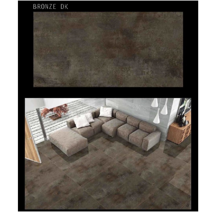 Gạch nhập khẩu Ấn Độ 60x120cm xi măng loang vàng Brown DK