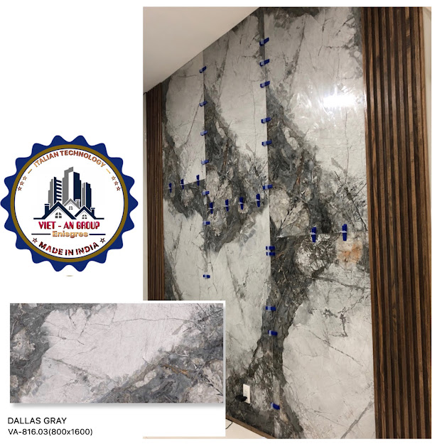 Gạch nhập khẩu Ấn Độ 80x160cm vân đá đen trắng SM03