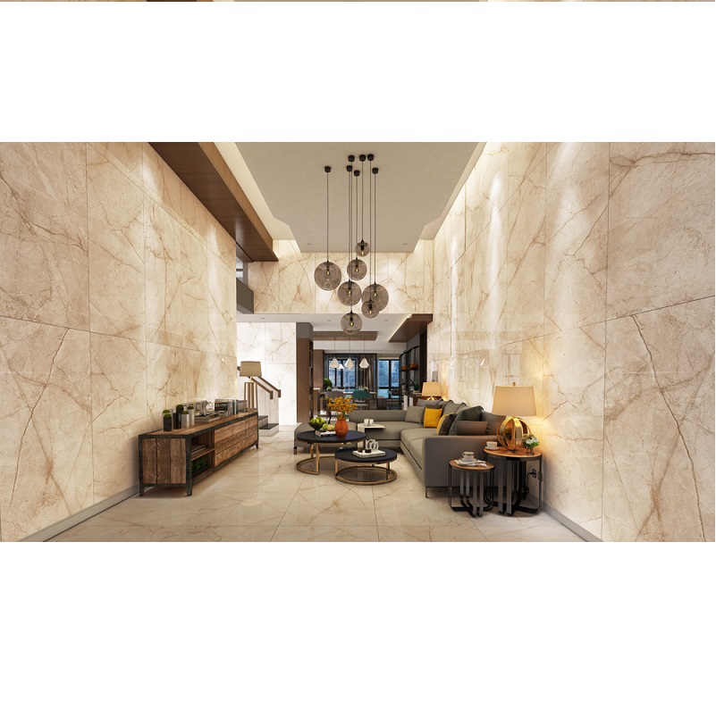 Gạch nhập khẩu Ấn Độ 80x160cm vân đá vàng nhạt Silver Root