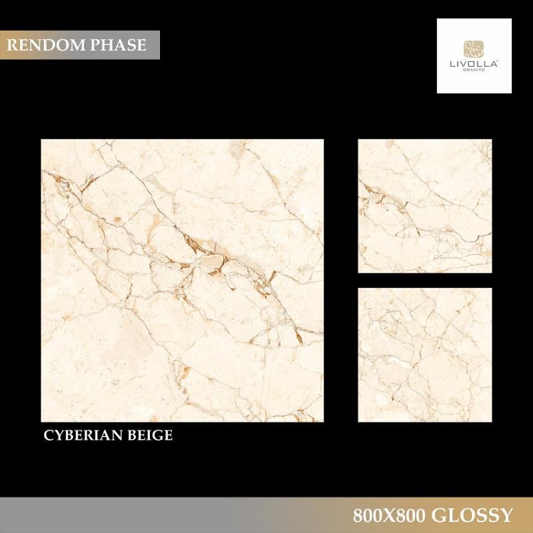 Gạch nhập khẩu Ấn Độ 80x80cm Glossy CYBERIAN BEIGE