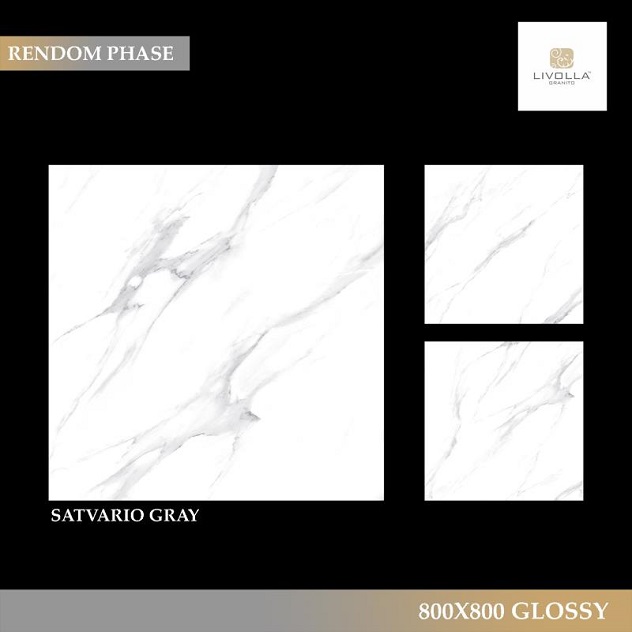 Gạch nhập khẩu Ấn Độ 80x80cm Glossy Satvario Gray
