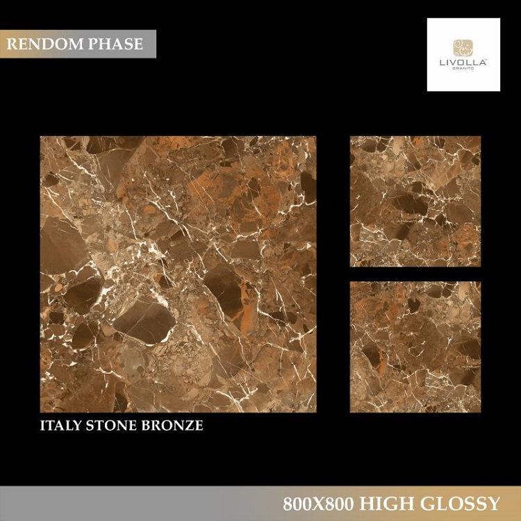 Gạch nhập khẩu Ấn Độ 80x80cm High Glossy ITALY STONE BRONZE