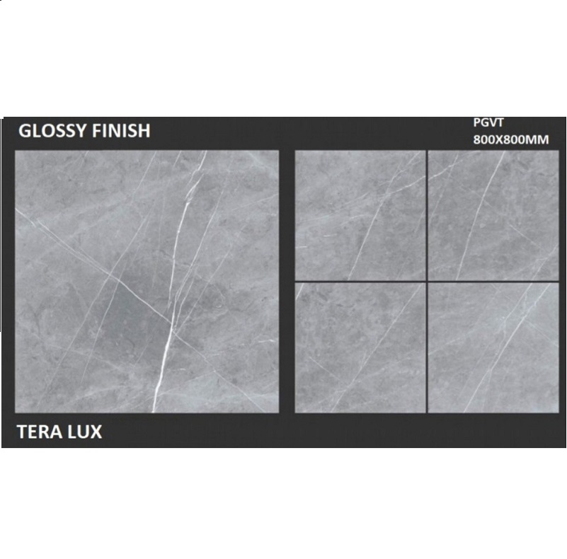 Gạch nhập khẩu Ấn Độ 80x80cm vân đá ghi trắng HM853