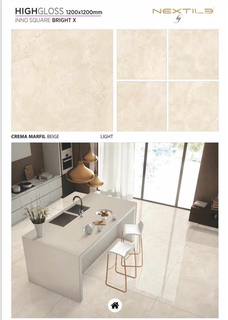 Gạch nhập khẩu Ấn Độ màu vân vàng 120x120cm Crema Marfil Beige