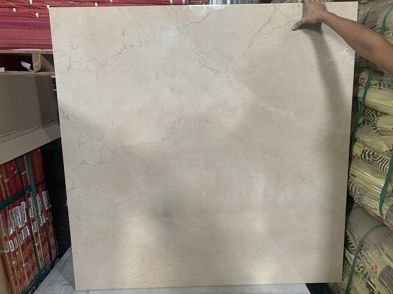 Gạch nhập khẩu Ấn Độ màu vân vàng 120x120cm Crema Marfil Beige