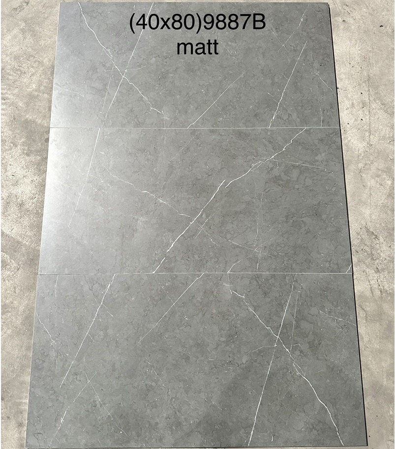 Gạch nhập khẩu Trung Quốc 40×80 ghi đậm chớp trắng HM9887B