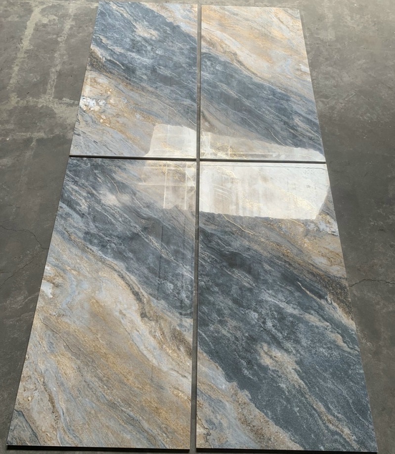 Gạch nhập khẩu Trung Quốc 60x120cm khắc kim vân đá xanh vàng HH6011