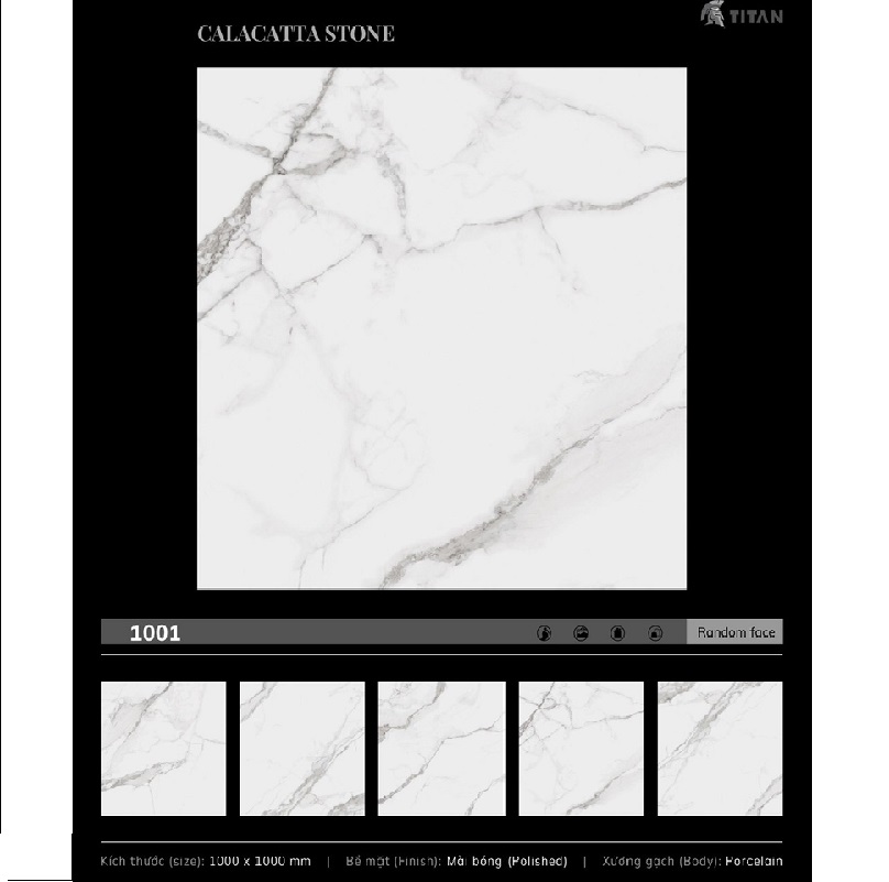 Gạch ốp lát 100×100 cm Catalan trắng khói 1001