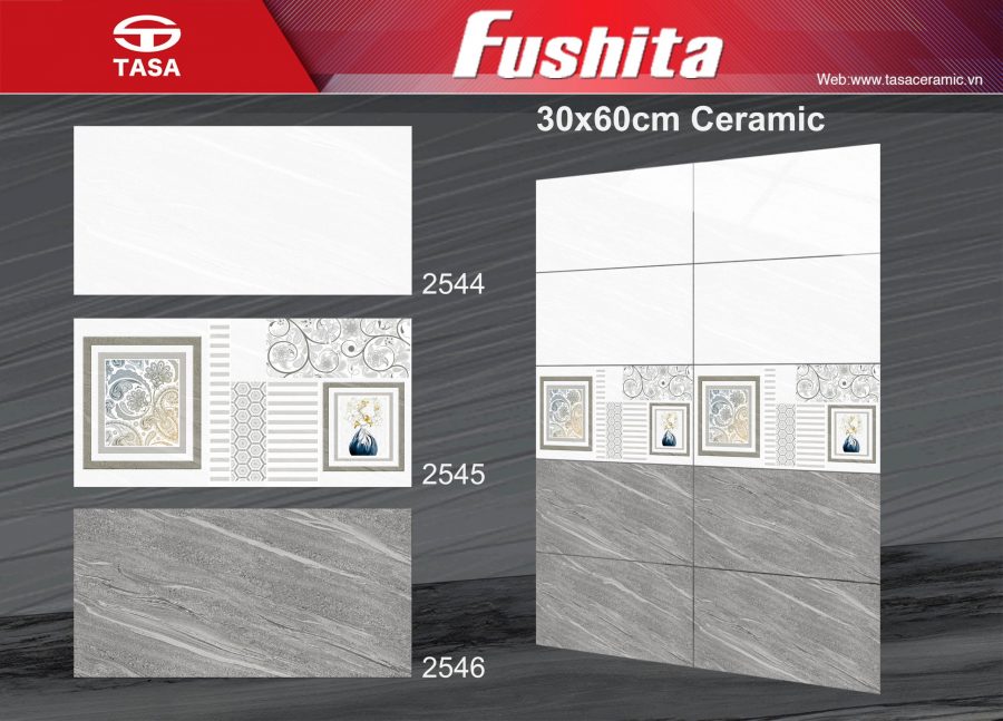 Gạch ốp lát 30×60 Tasa vân chảy màu ghi 2544-2545-2546