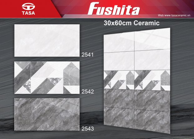 Gạch ốp lát 30×60 Tasa vân đá màu ghi 2541-2542-2543