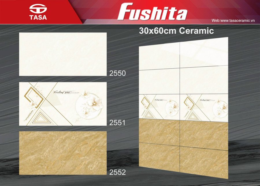 Gạch ốp lát 30×60 Tasa vân đá màu vàng 2550-2551-2552