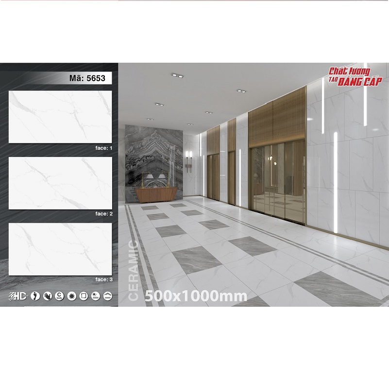Gạch ốp lát 50×100 cm Tasa trắng khói 5653