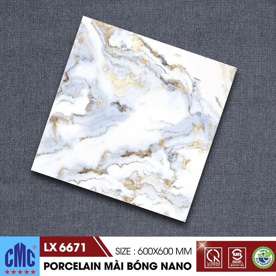 Gạch ốp lát 60×60 màu vân đá trắng vàng CMC LX 6671