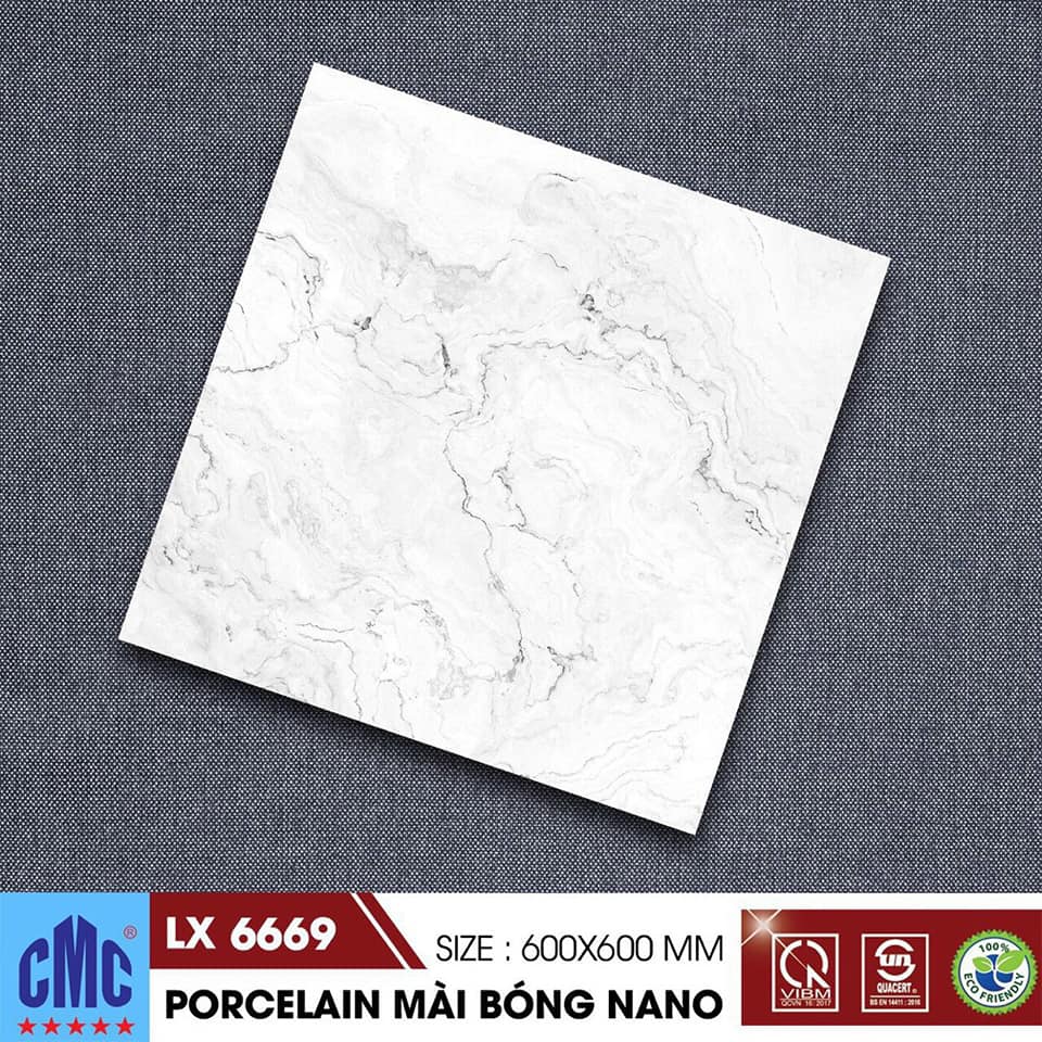 Gạch ốp lát 60×60 màu vân mây trắng CMC LX 6669