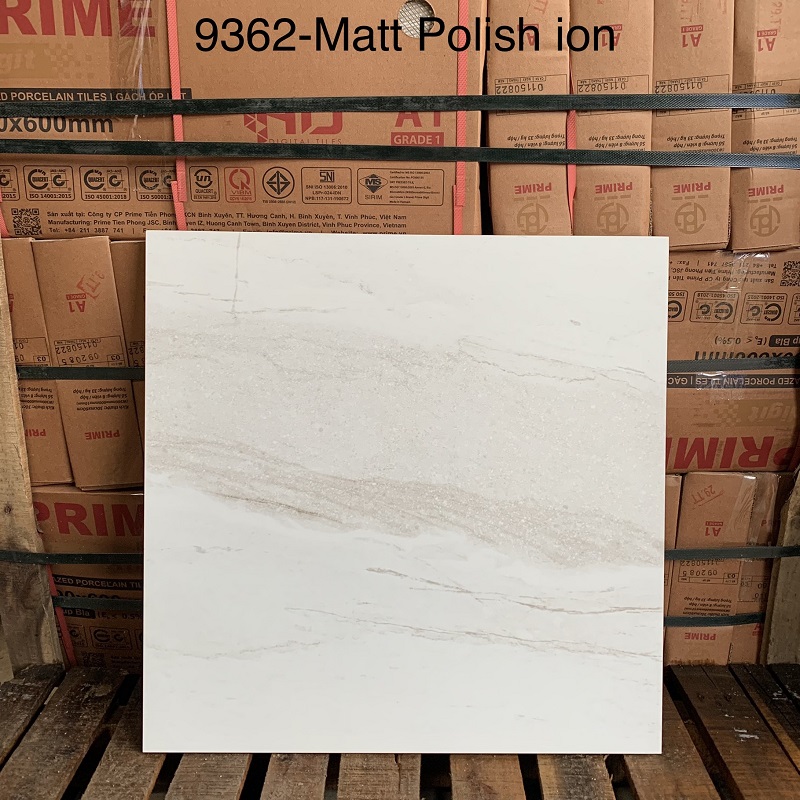Gạch ốp lát ghi xám trắng 60x60cm Prime 9362