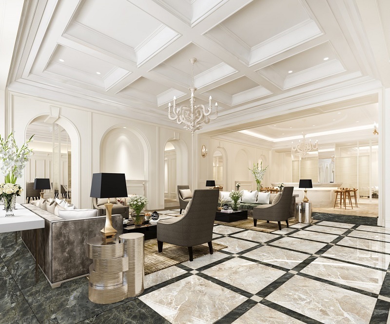 Gạch ốp lát màu kem vân đá 80×80 Đồng Tâm GRANITE 8080STONE003