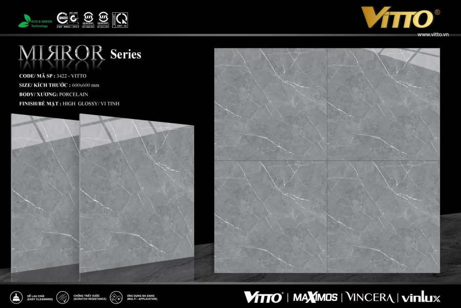 Gạch ốp lát Vitto màu ghi  3422