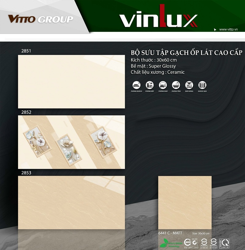Gạch ốp tường 30×60 Vitto vân vàng 2851- 2852 -2853